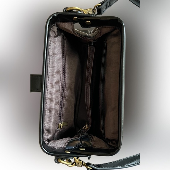 Elena Black PU Leather Crossbody Bag – Everyday Medium Shoulder Purse - Picture 3 of 4